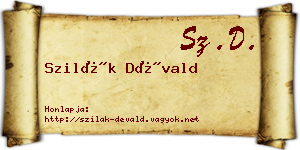 Szilák Dévald névjegykártya